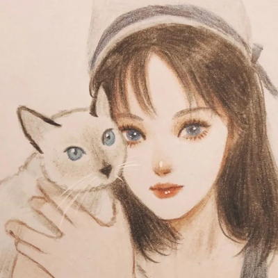 动漫女生抱猫头像唯美高清手绘女生抱猫动漫头像图片