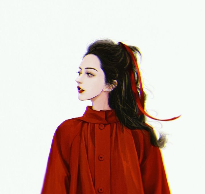 又飒又美手绘长发女生头像图片